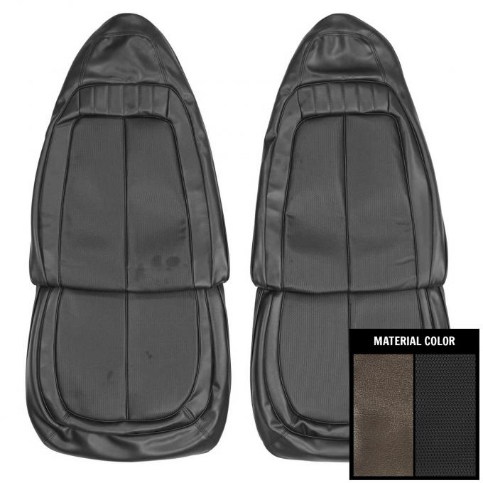 PUI Interiors 1970 Roadrunner/Satellite/GTX Black & Silver Welt Front Bucket Seat Covers 70KSR834U
