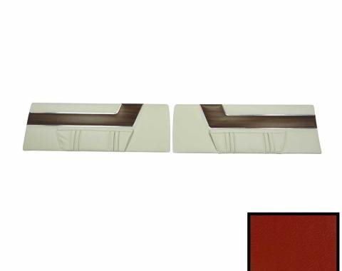 PUI Interiors 1969 Plymouth Barracuda Deluxe Red Front Door Panels 69KDBD102