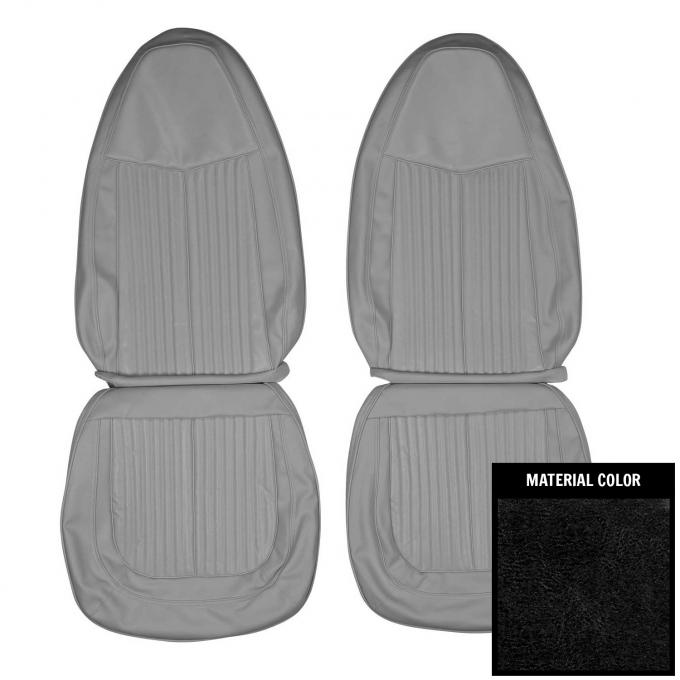 PUI Interiors 1970 Plymouth Duster/340 Black & Charcoal Front Bucket Seat Covers 70KSDU832U