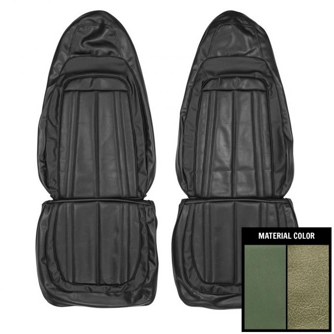 PUI Interiors 1970 Barracuda Gran Coupe Dark Metallic Green Front Bucket Seat Covers 70KSG104U