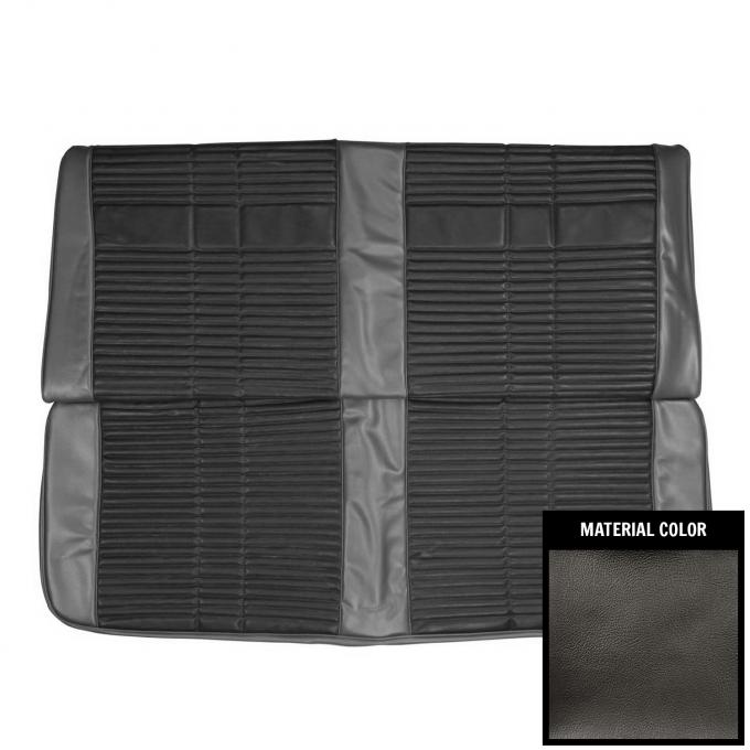PUI Interiors 1968 Plymouth Roadrunner/Satellite Hardtop Custom Black Rear Bench Seat Cover 68KSRD10C