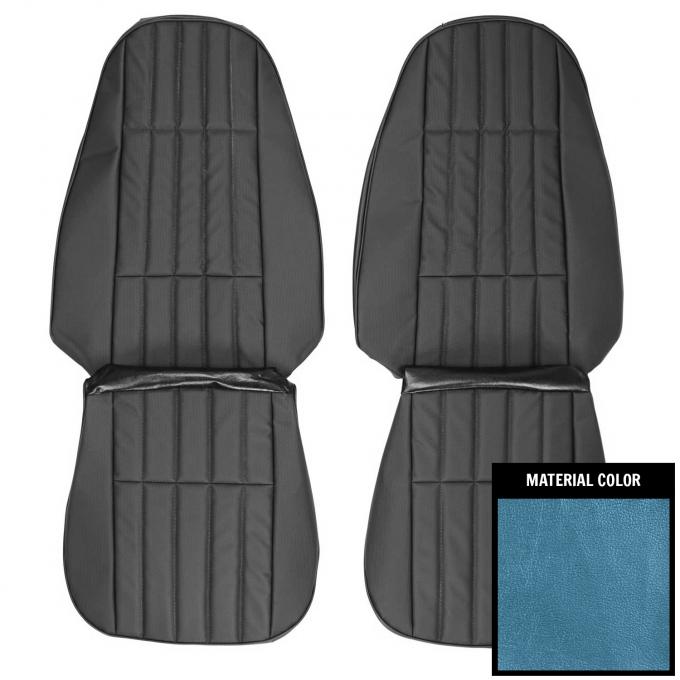 PUI Interiors 1973 Plymouth Cuda/Challenger 2 Tone Blue Front Bucket Seat Covers 73KSB812U