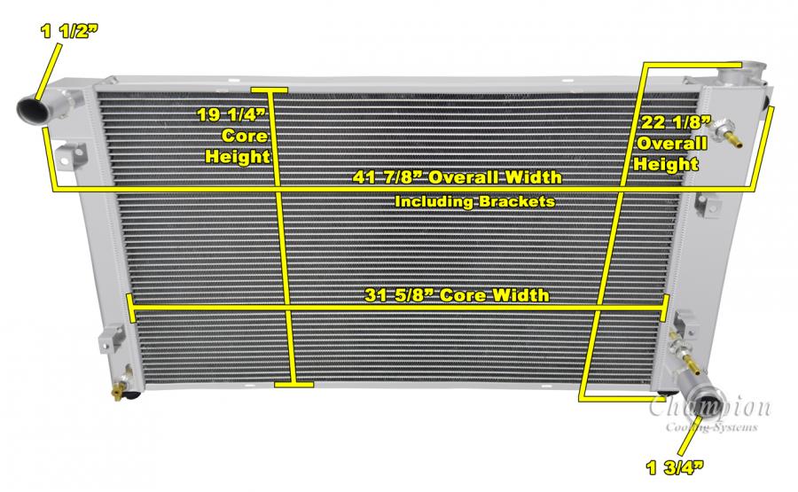 Champion Cooling 2 Row All Aluminum Radiator Made With Aircraft