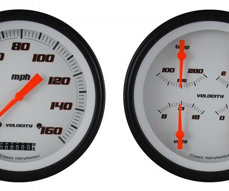 Classic Instruments Velocity White Two Gauge Set VS52WBLF