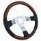 Volante S6 Sport Steering Wheel, Wood and Black Leather with Chrome Center, 3 Spoke