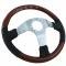 Volante S6 Sport Steering Wheel, Wood and Black Leather with Chrome Center, 3 Spoke