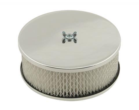 Mr. Gasket Air Cleaner, 6-1/2 Inch Diameter, 2-7/16 Inch Tall, Chrome 1485
