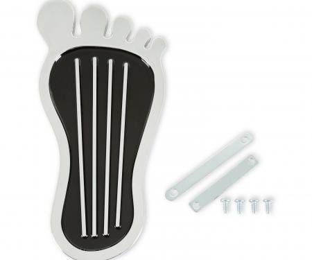 Mr. Gasket Foot Print Gas Pedal Pad, Aluminum, Chrome & Painted Black Trim 9645