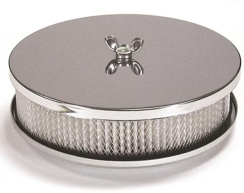 Mr. Gasket Air Cleaner, 6-1/2 Inch Diameter, 2 Inch Tall, Chrome 1486