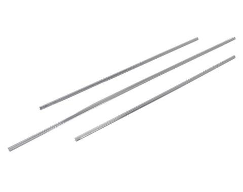 AMD Rear Window Gasket Lock Strip Set, 3 pcs Chrome, 67-76 Dart 2d Hardtop 67-69 Barracuda Hardtop 71-76 Scamp X661-2067-2S