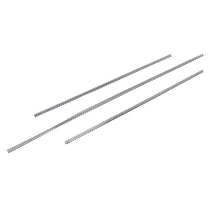 AMD Rear Window Gasket Lock Strip Set, 3 pcs Chrome, 67-76 Dart 2d Hardtop 67-69 Barracuda Hardtop 71-76 Scamp X661-2067-2S
