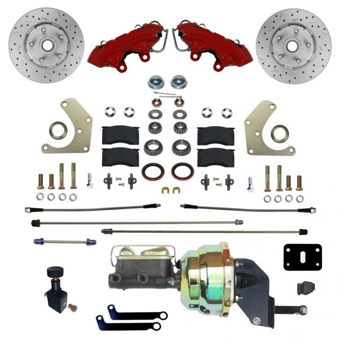 Leed Brakes Power Front Kit with Drilled Rotors and Red Powder Coated Calipers RFC2001-8405X