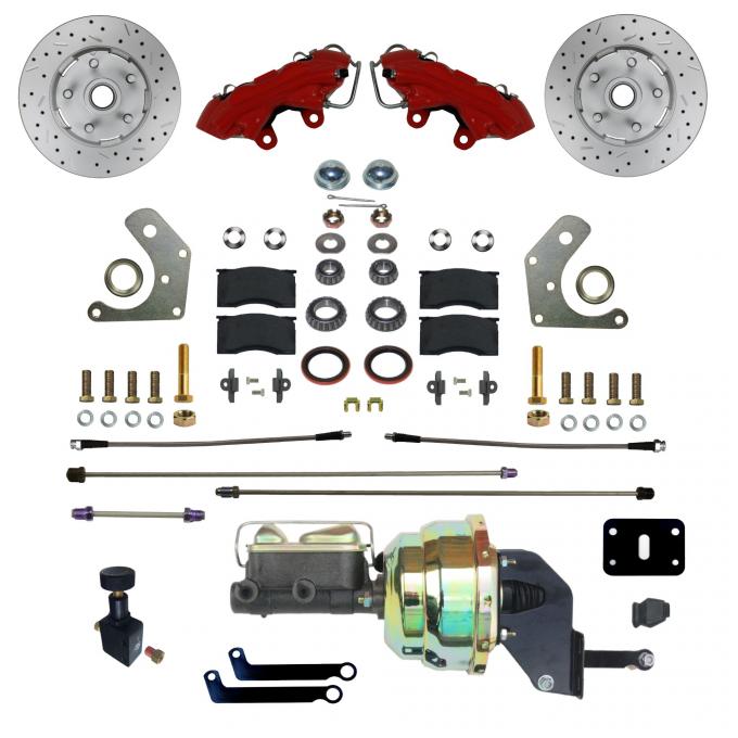 Leed Brakes Power Front Kit with Drilled Rotors and Red Powder Coated Calipers RFC2002-8405X