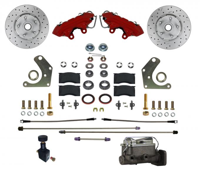 Leed Brakes Power Front Kit with Drilled Rotors and Red Powder Coated Calipers RFC2003-C05PX