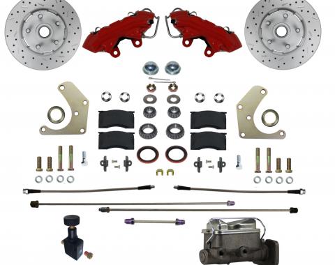 Leed Brakes Manual Front Kit with Drilled Rotors and Red Powder Coated Calipers RFC2001-C05X
