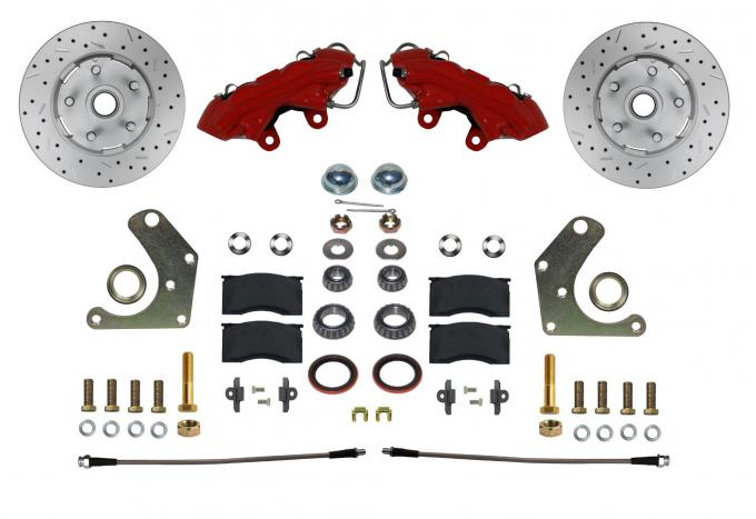 Leed Brakes Spindle Kit with Drilled Rotors and Red Powder Coated Calipers RFC2003SMX