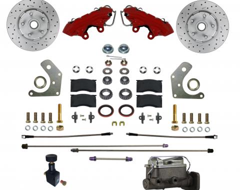 Leed Brakes Manual Front Kit with Drilled Rotors and Red Powder Coated Calipers RFC2002-C05X
