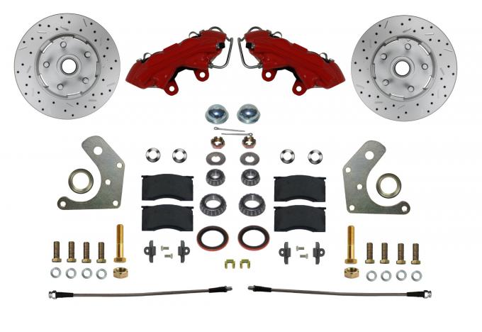 Leed Brakes Spindle Kit with Drilled Rotors and Red Powder Coated Calipers RFC2002SMX