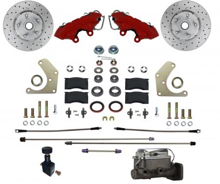 Leed Brakes Power Front Kit with Drilled Rotors and Red Powder Coated Calipers RFC2001-C05PX