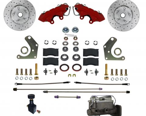 Leed Brakes Manual Front Kit with Drilled Rotors and Red Powder Coated Calipers RFC2003-C05X