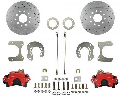 Leed Brakes Rear Disc Brake Kit with Drilled Rotors and Red Powder Coated Calipers RRC2001X