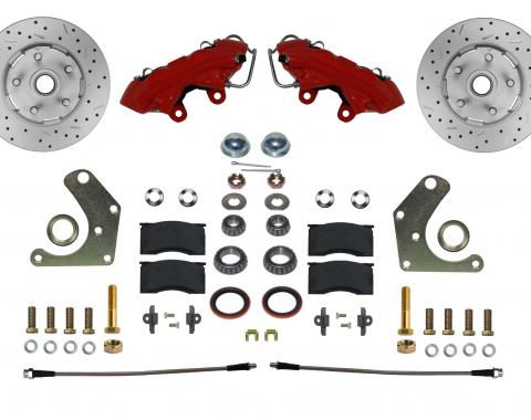 Leed Brakes Spindle Kit with Drilled Rotors and Red Powder Coated Calipers RFC2003SMX