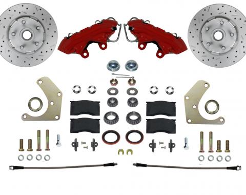 Leed Brakes Spindle Kit with Drilled Rotors and Red Powder Coated Calipers RFC2001SMX