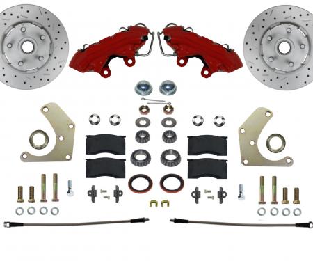 Leed Brakes Spindle Kit with Drilled Rotors and Red Powder Coated Calipers RFC2001SMX