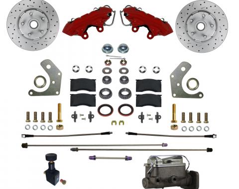 Leed Brakes Power Front Kit with Drilled Rotors and Red Powder Coated Calipers RFC2002-C05PX