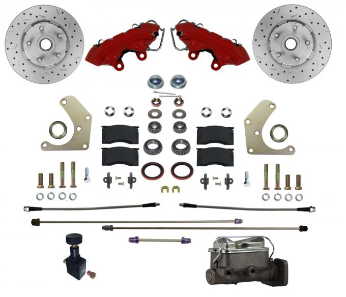 Leed Brakes Power Front Kit with Drilled Rotors and Red Powder Coated Calipers RFC2001-C05PX