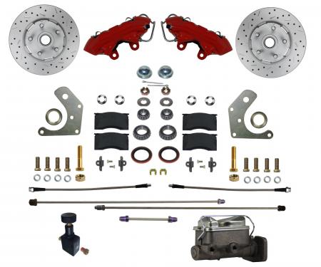 Leed Brakes Power Front Kit with Drilled Rotors and Red Powder Coated Calipers RFC2002-C05PX