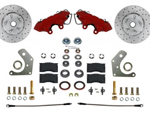 Leed Brakes Spindle Kit with Drilled Rotors and Red Powder Coated Calipers RFC2002SMX