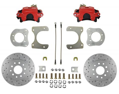 Leed Brakes Rear Disc Brake Kit with Drilled Rotors and Red Powder Coated Calipers RRC4001X