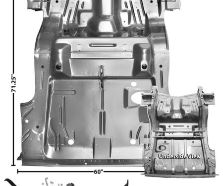 Dynacorn 70 Trunk Floor Pan Complete w/Frame Rail, Rear Seat Pan & Bracket 6000WT