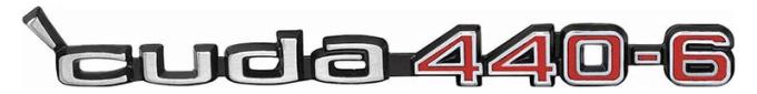 AMD Hood Emblem, Cuda 440-6, LH or RH, 70-71 Barracuda K-2998798