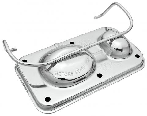Redline Restomotive® Brake Master Cylinder Cover, Power Or Manual, 5-5/8" x 3", Chrome