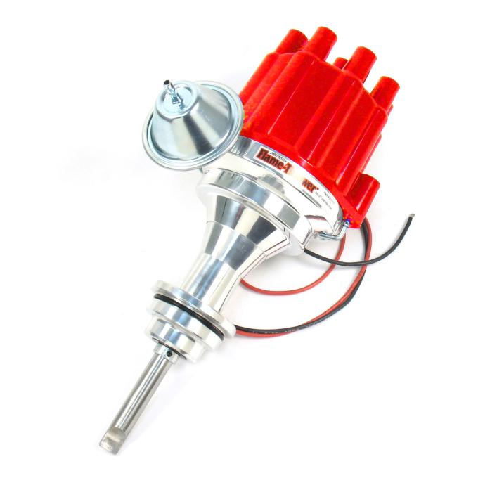 Pertronix Billet Distributor for Mopar 273-360 Engines (Ignitor II) with Vacuum / Mechanical Advance, Red / Female D141701