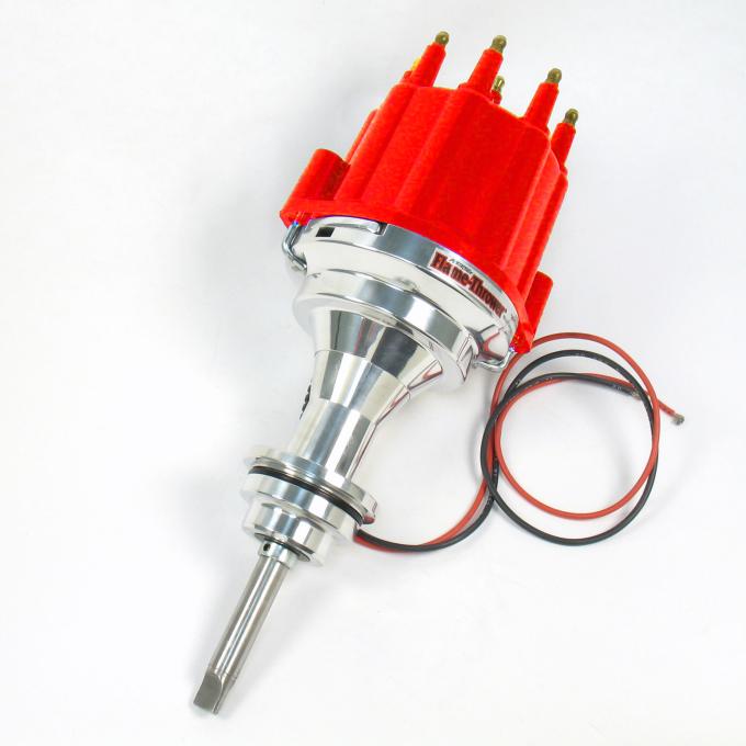 Pertronix Billet Distributor for Mopar 273-360 Engines (Ignitor II) with Mechanical Advance, Red / Male D141811