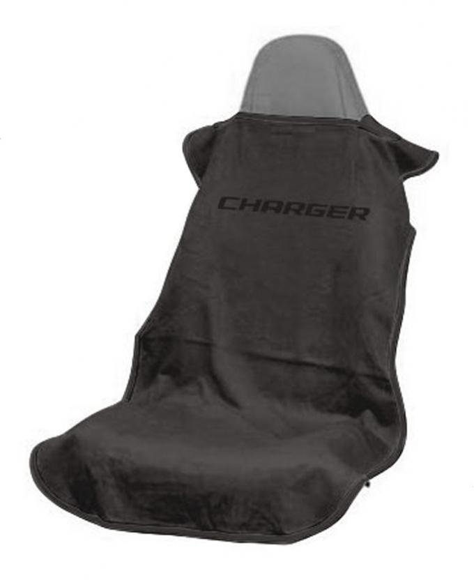 Seat Armour Charger Seat Towel, Black with Script SA100CHARGB