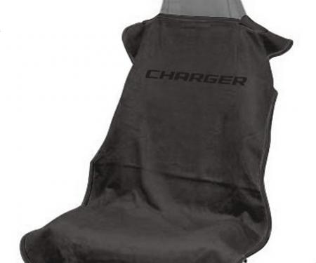 Seat Armour Charger Seat Towel, Black with Script SA100CHARGB