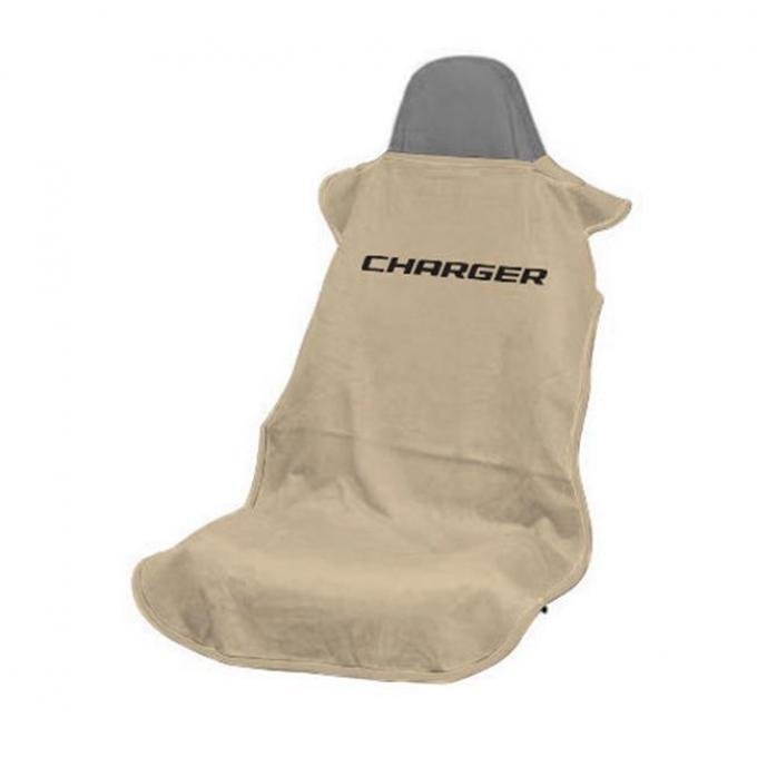 Seat Armour Charger Seat Towel, Tan with Script SA100CHARGT