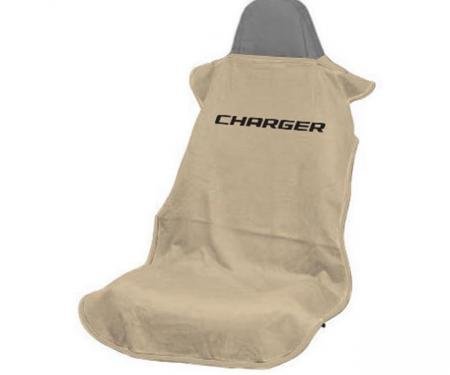 Seat Armour Charger Seat Towel, Tan with Script SA100CHARGT