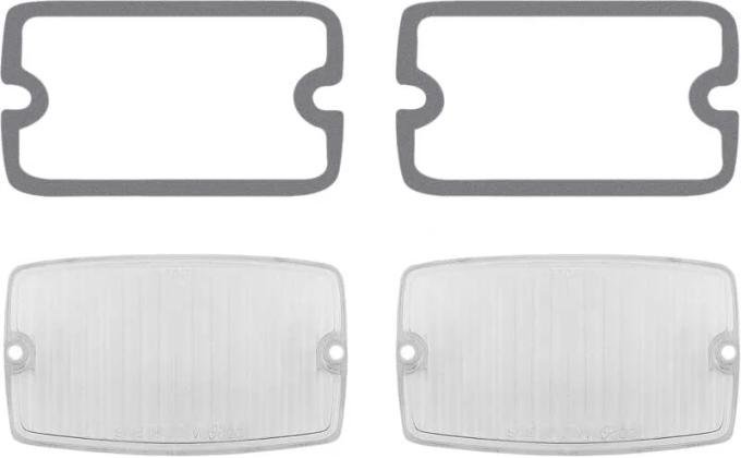 AMD Park Lamp Lenses, with Gaskets, 4pc Set, 73-76 Plymouth A-Body X135-1073-S