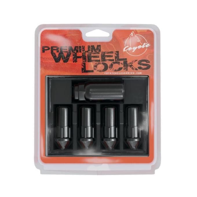Factory Reproductions Lock Set Lockset - Xl 14mm X 1.50 (1.9") Black- 4pcs+Key (741148lblk) L-LO14150LB