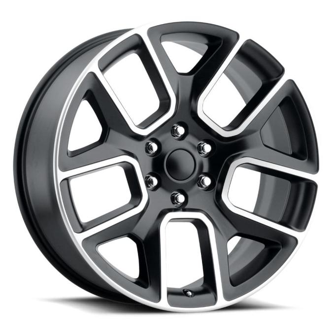 Factory Reproductions FR 76 &ndash; Ram Truck 1500 Replica Wheels 22x9 6x5.5 +15 HB 77.8 19 Ram 1500 Satin Black Mach Face with Cap 76290156526