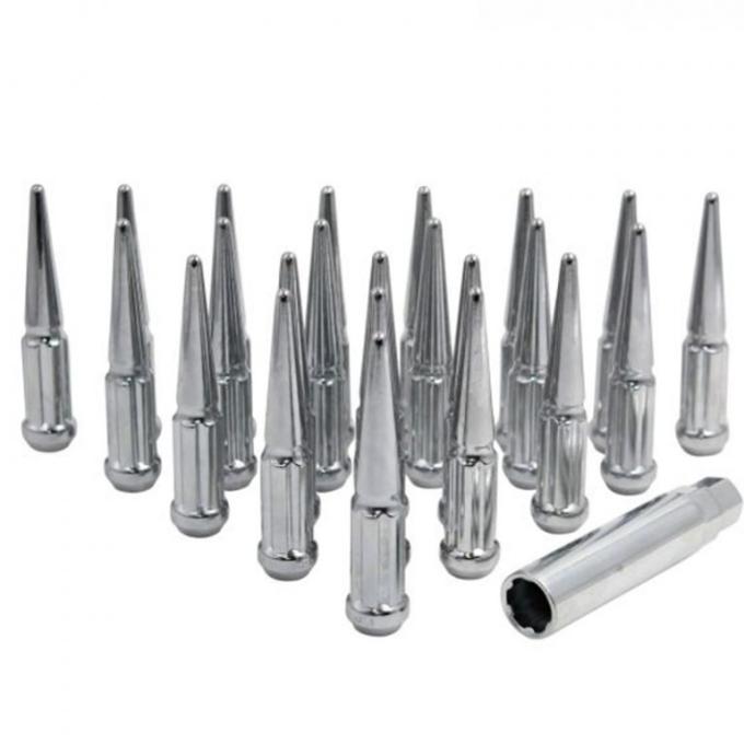 Factory Reproductions Install Kit 14mm X 1.5 (4.40") spike spline Chrome 20 Lug Nuts+Key(s) L-KIT14150C-20-S