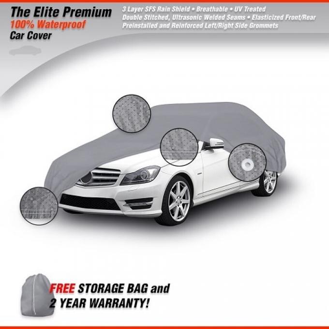 Elite Premium™ Waterproof Car Cover, Gray (Size 4), fits Cars up to 197" or 16' 5"