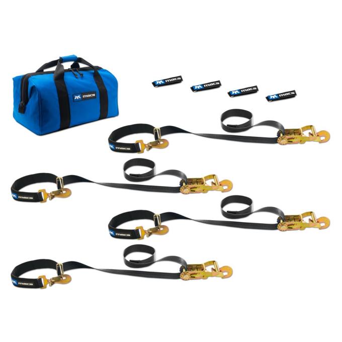Race Ramps 2 x 6 Super Pack Tie-Down Strap Kit with Integrated Axle Straps, Direct Hook Ends - Black 511116