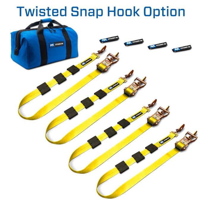 Race Ramps 2 x 10 Tire Block Strap Pack with Twisted Snap Hook Ends - Yellow 514000