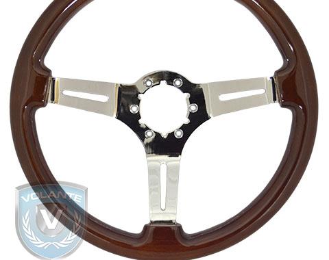 Volante S6 Sport Steering Wheel, Wood with Chrome Center, 3 Spoke